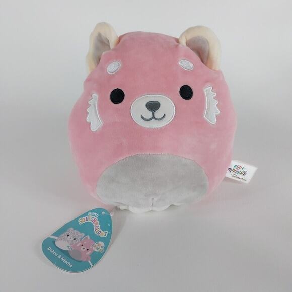 Squishmallows‎ Dohna Pink Panda Mischa The Snow Leopard 8 Inch Flip a Mallow NEW - Picture 1 of 4